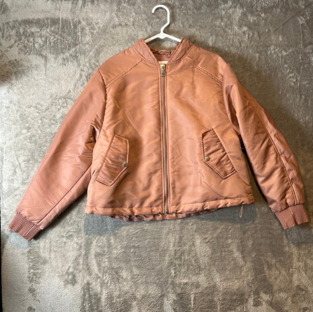 Anthropologie '98 Bomber Jacket M Pink Burlwood Women's